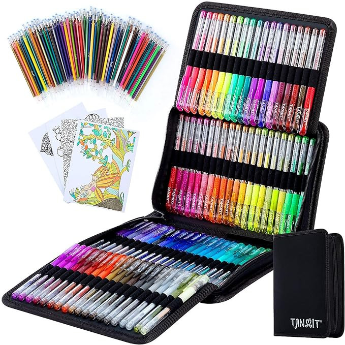 TANMIT Glitter Gel Pens, 160 Pack Glitter Pen with Case for Adults Coloring Books, Artist Colored... | Amazon (US)