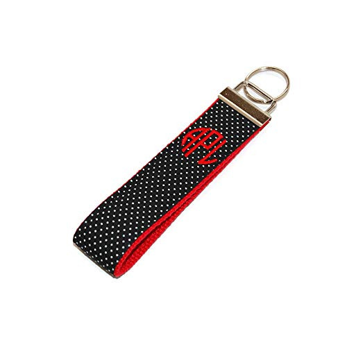 Amazon.com: Monogrammed Black Swiss Dot Keychain Fabric Wristlet Key Fob : Handmade Products | Amazon (US)