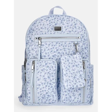 MNYC Women's Double Pocket Dome Backpack Blue Floral | Walmart (US)