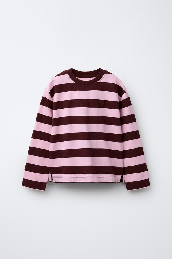 STRIPED EMBROIDERED HEART T-SHIRT | Zara US