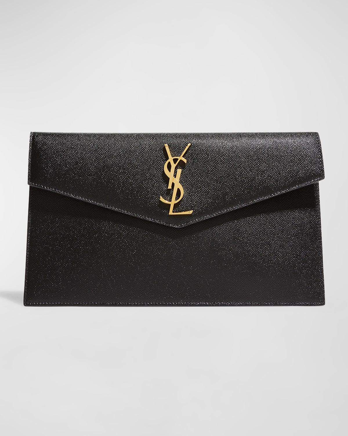 Uptown Medium YSL Monogram Grain de Poudre Clutch Bag | Neiman Marcus