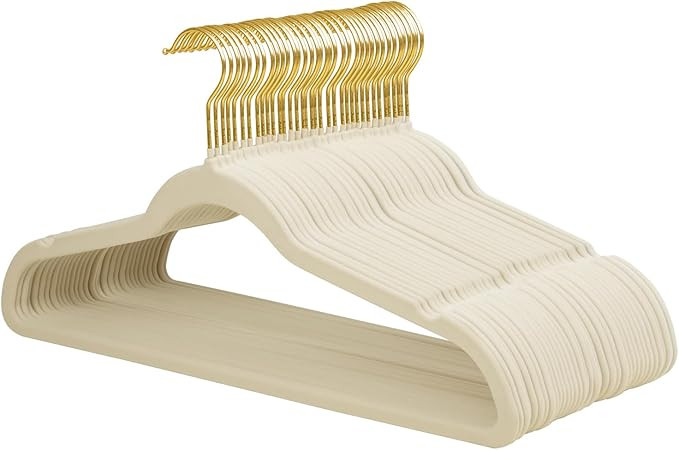 ManGotree Velvet Coat Hangers with 360° Swivel Gold Hook, Non-Slip Felt Suit Hangers, Slim Space... | Amazon (US)