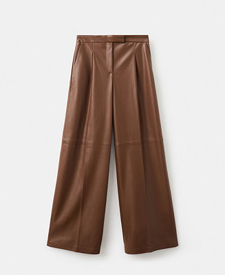 Mango Women's Wide-Leg Faux-Leather Pants - Macy's | Macy's
