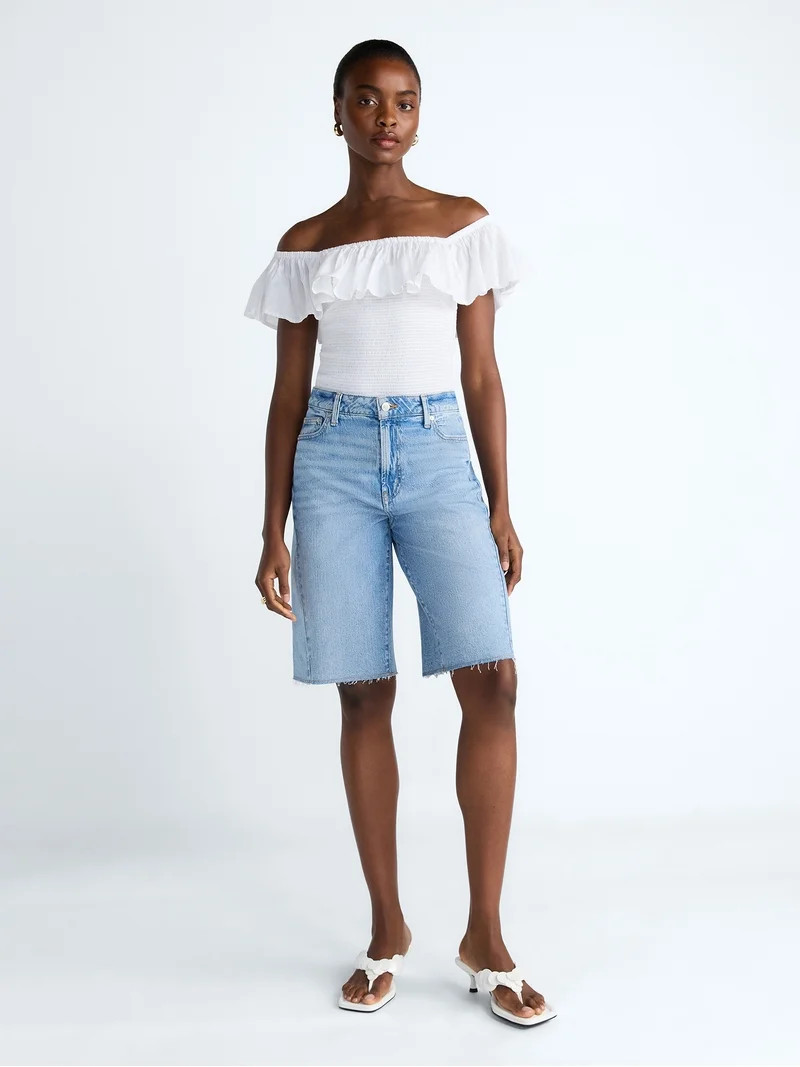 Scoop Women's and Women's Plus Denim Bermuda Shorts, Sizes 0-26W | Walmart (US)