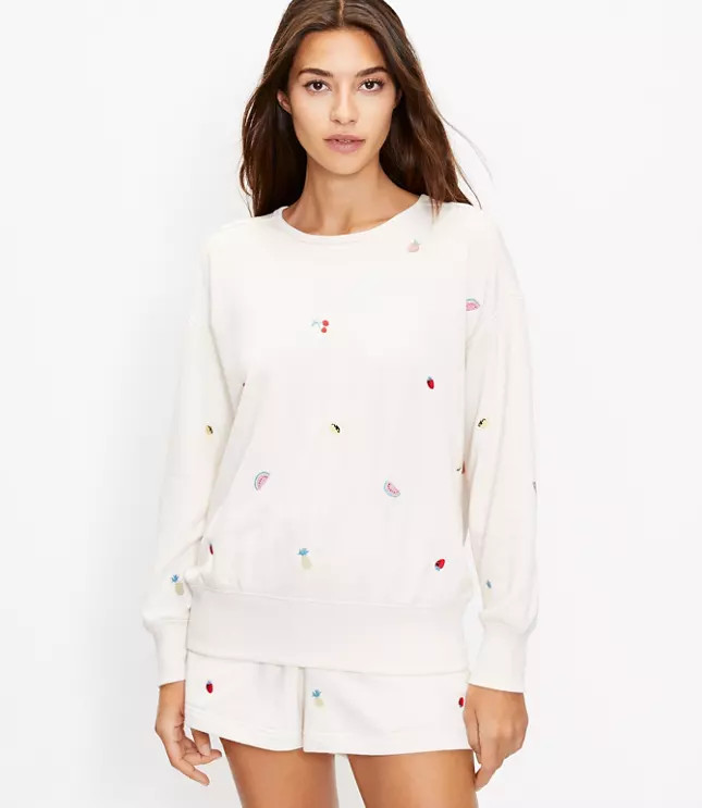 Petite Lou & Grey Fruity Cozy Cotton Terry Sweatshirt | LOFT