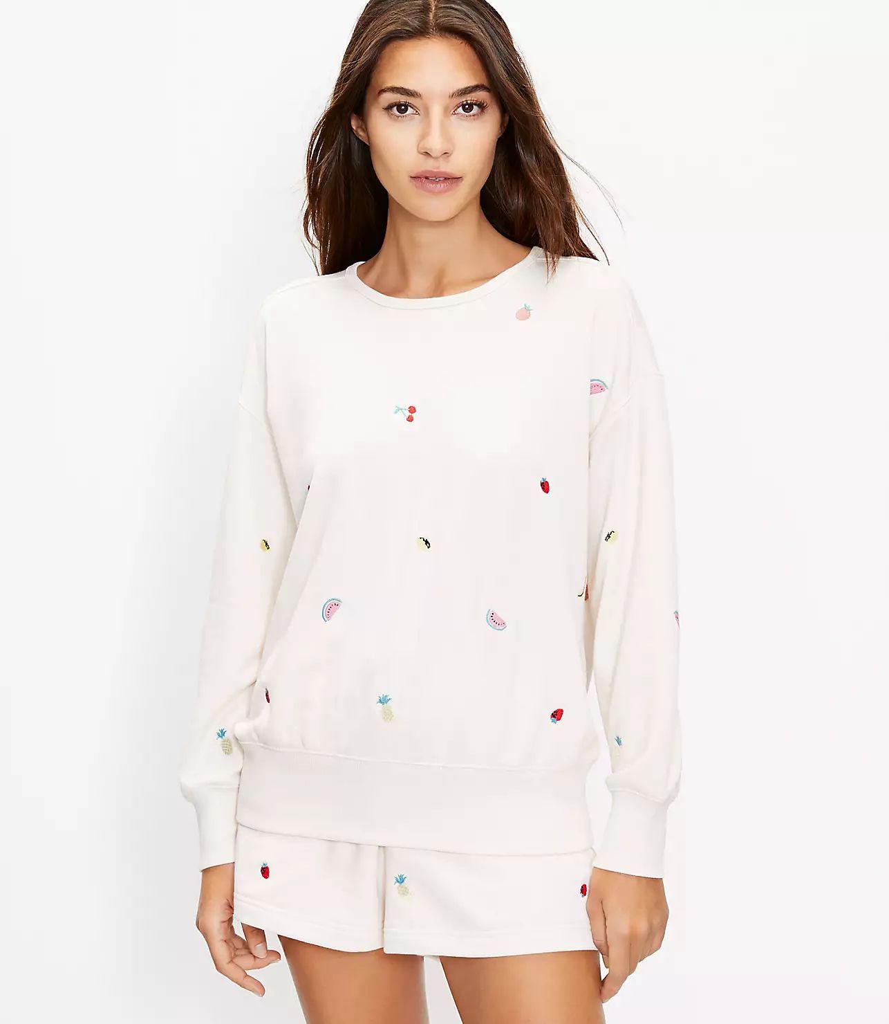 Petite Lou & Grey Fruity Cozy Cotton Terry Sweatshirt | LOFT