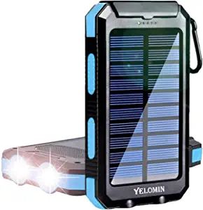 YELOMIN Solar Power Bank, 20000mAh Portable Outdoor Solar Charger, Camping Waterproof Backup Batt... | Amazon (US)