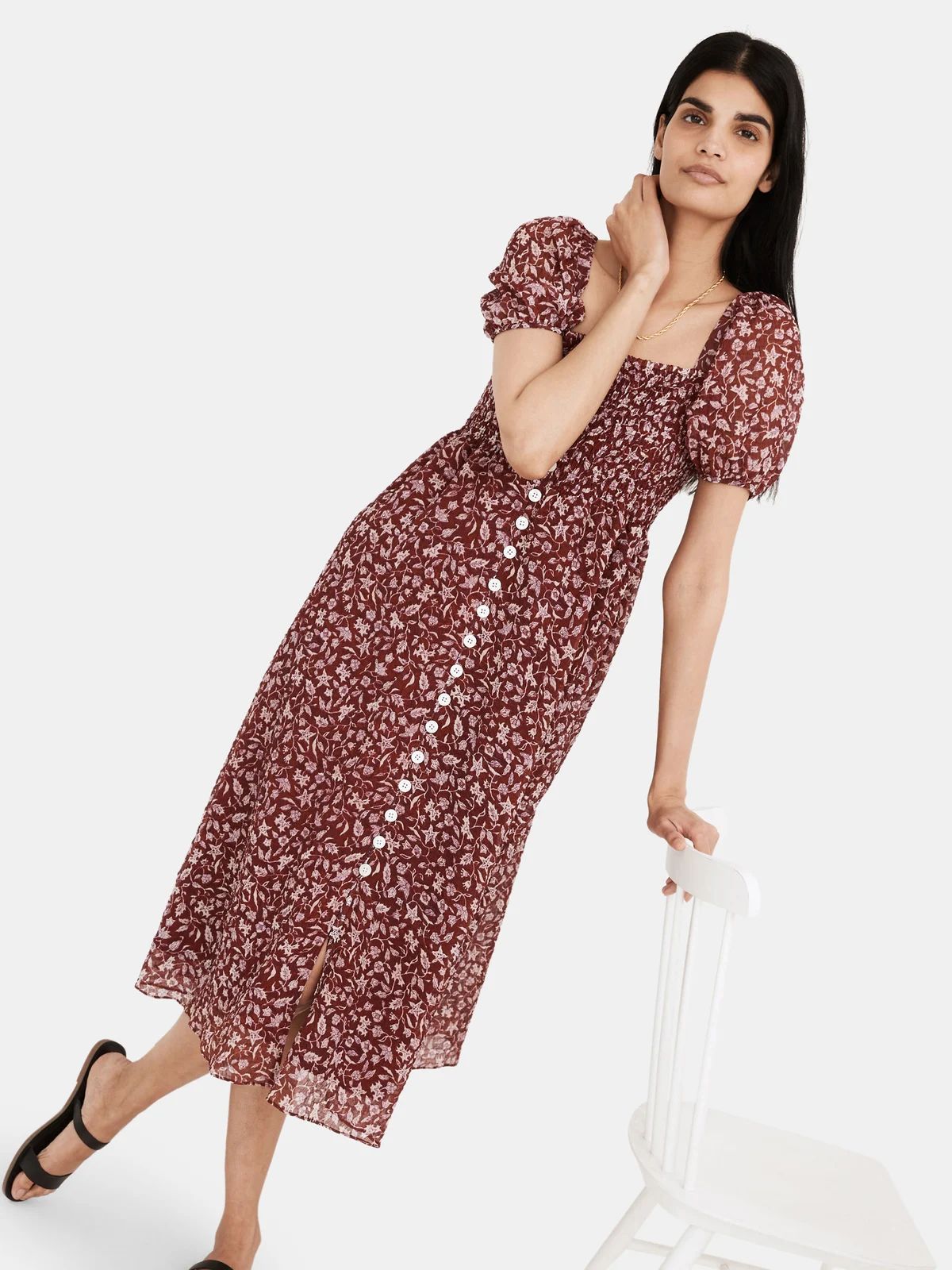 Puff Sleeve Smocked Midi Dress | Verishop