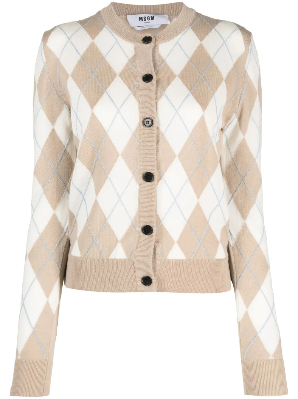 MSGM argyle-knit Wool Cardigan - Farfetch | Farfetch Global