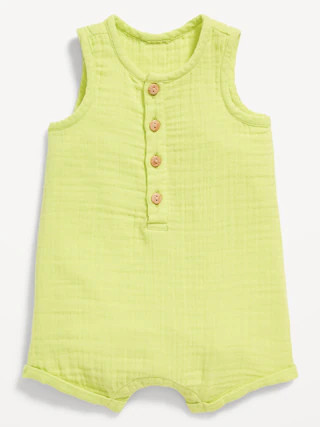 Unisex Sleeveless Henley Romper for Baby | Old Navy (US)