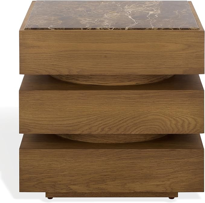 SAFAVIEH Couture Collection – Shayrina Walnut & Dark Brown Marble Accent Table, Sculptural Wood... | Amazon (US)