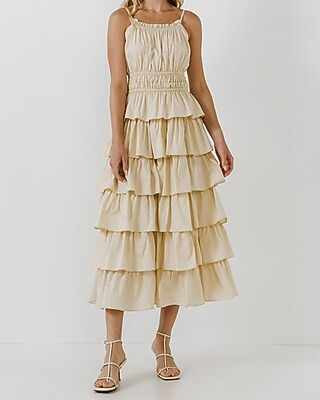 English Factory Tiered Midi Dress | Express