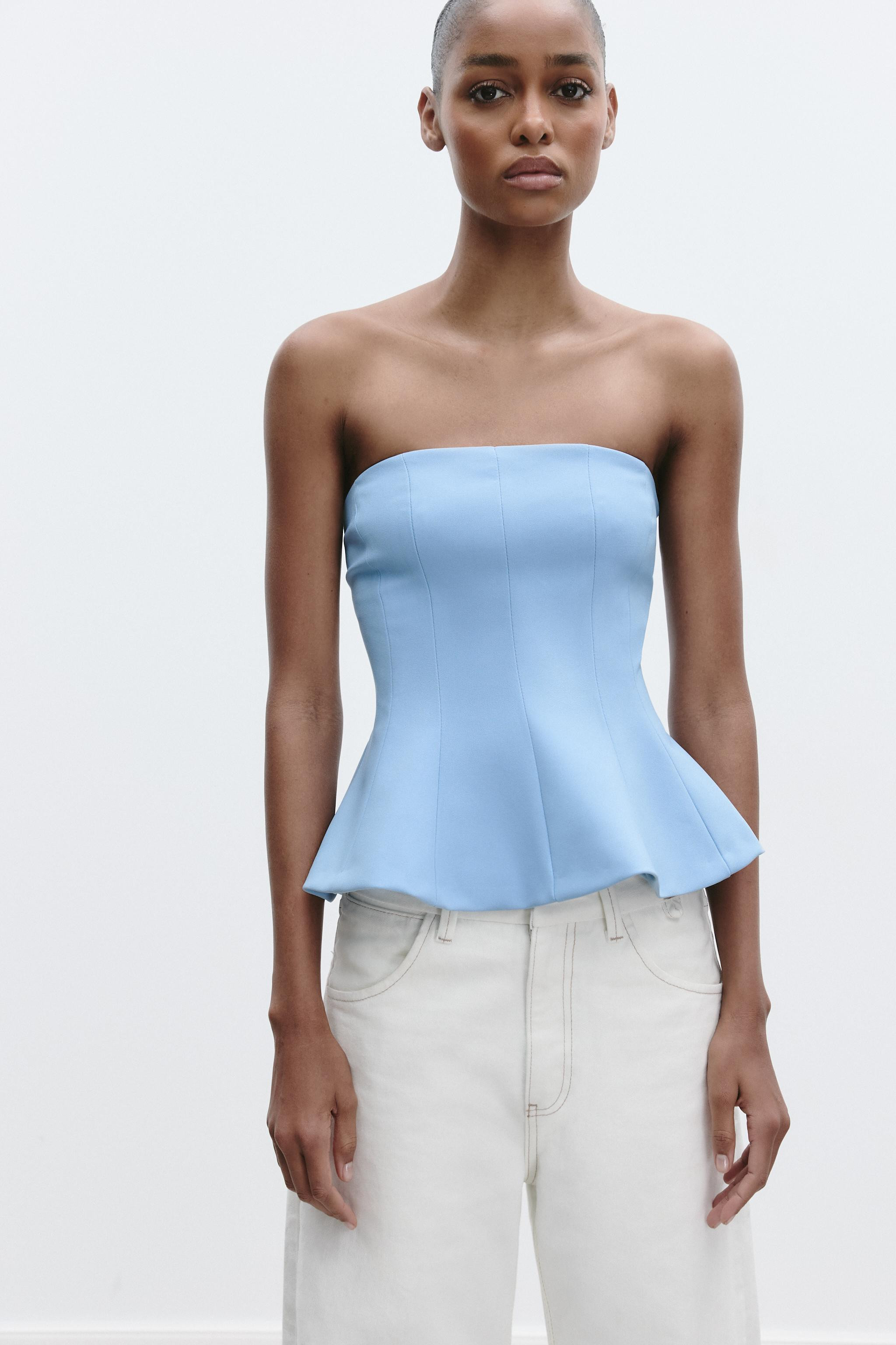 STRAPLESS PEPLUM TOP | Zara UK