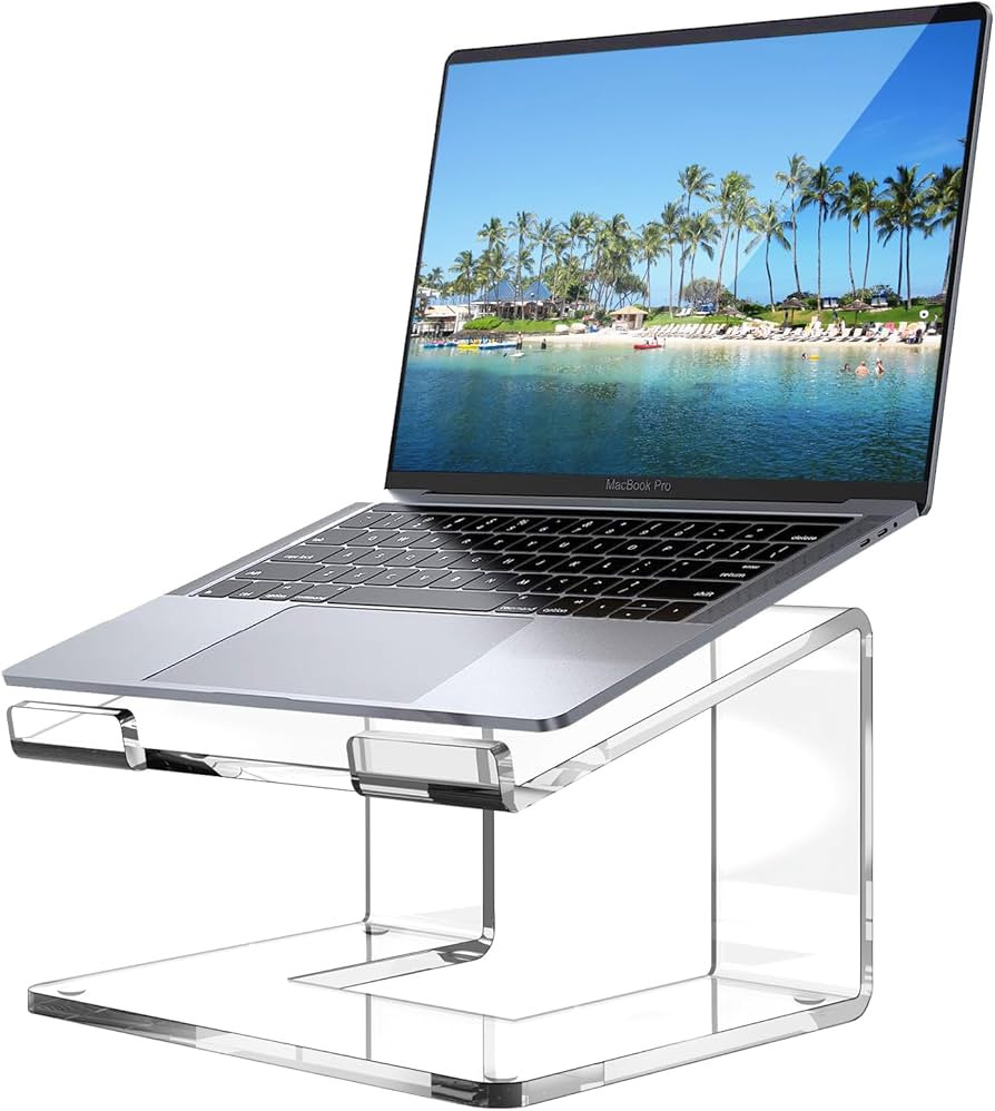 Acrylic Laptop Stand for Desk, Laptop Riser Tray for 10-15.6 Inch Laptops, Ergonomic Laptop Holde... | Amazon (US)