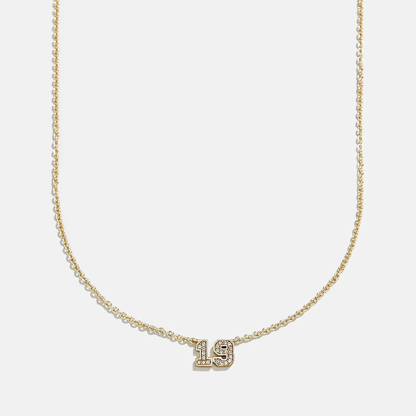 Varsity Gold/Pavé Number Custom Necklace - One Gold Station | BaubleBar