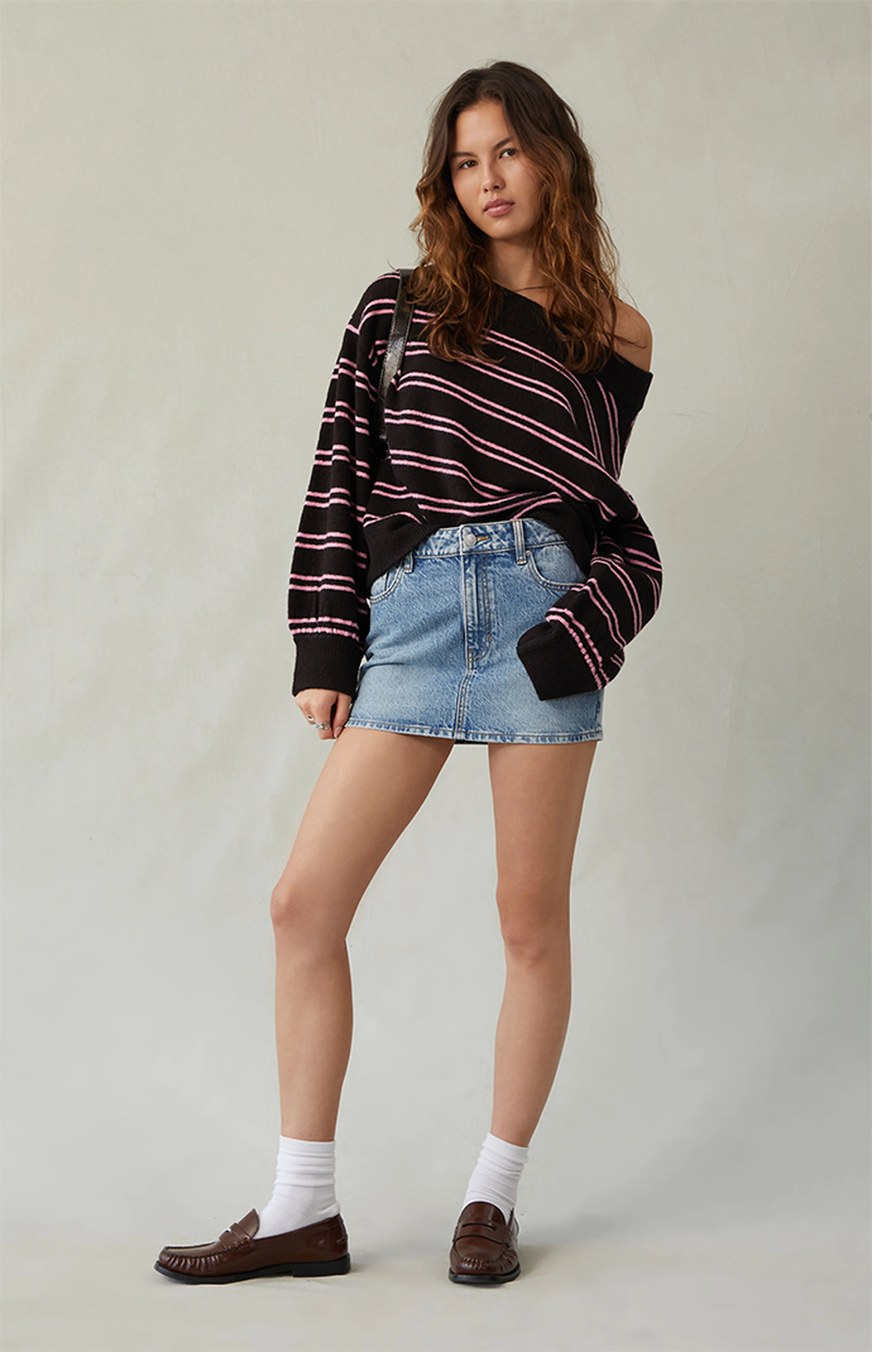 PacSun Light Blue Stretch Mid Rise Denim Mini Skirt | PacSun