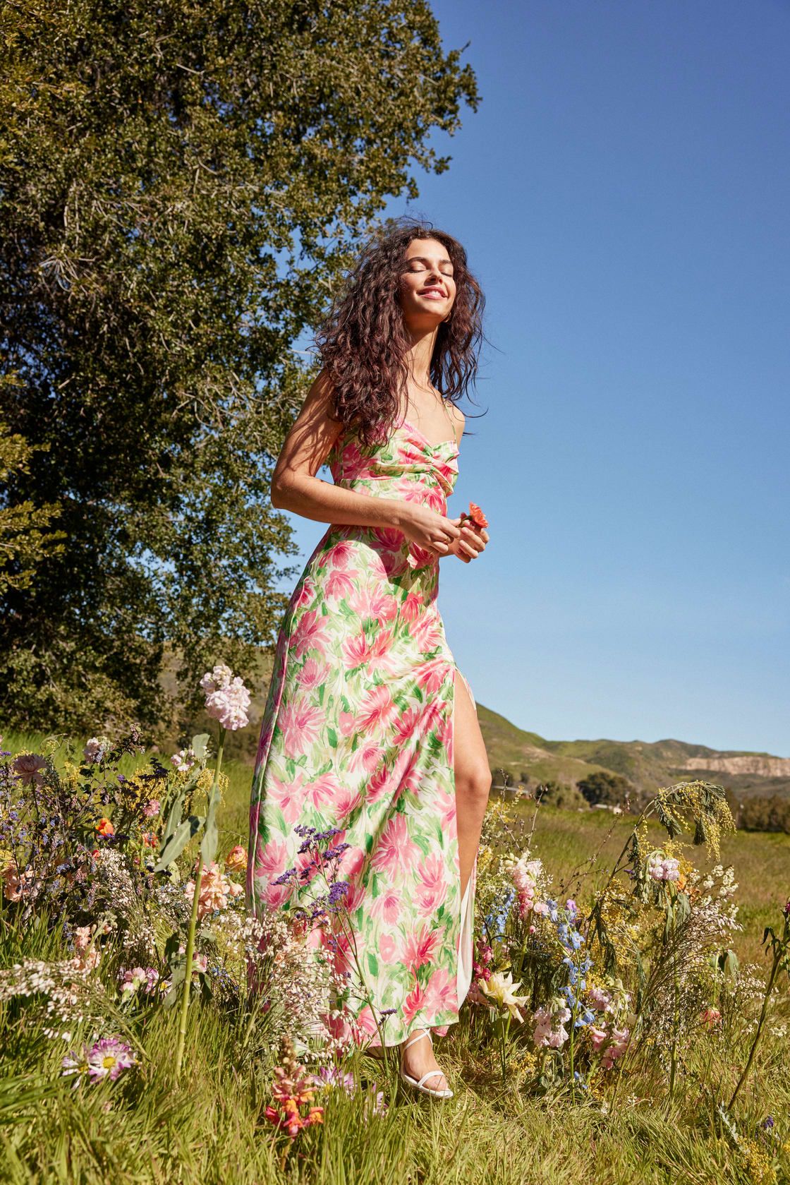 Vacay Getaway Ivory Multi Floral Print Backless Maxi Dress | Lulus