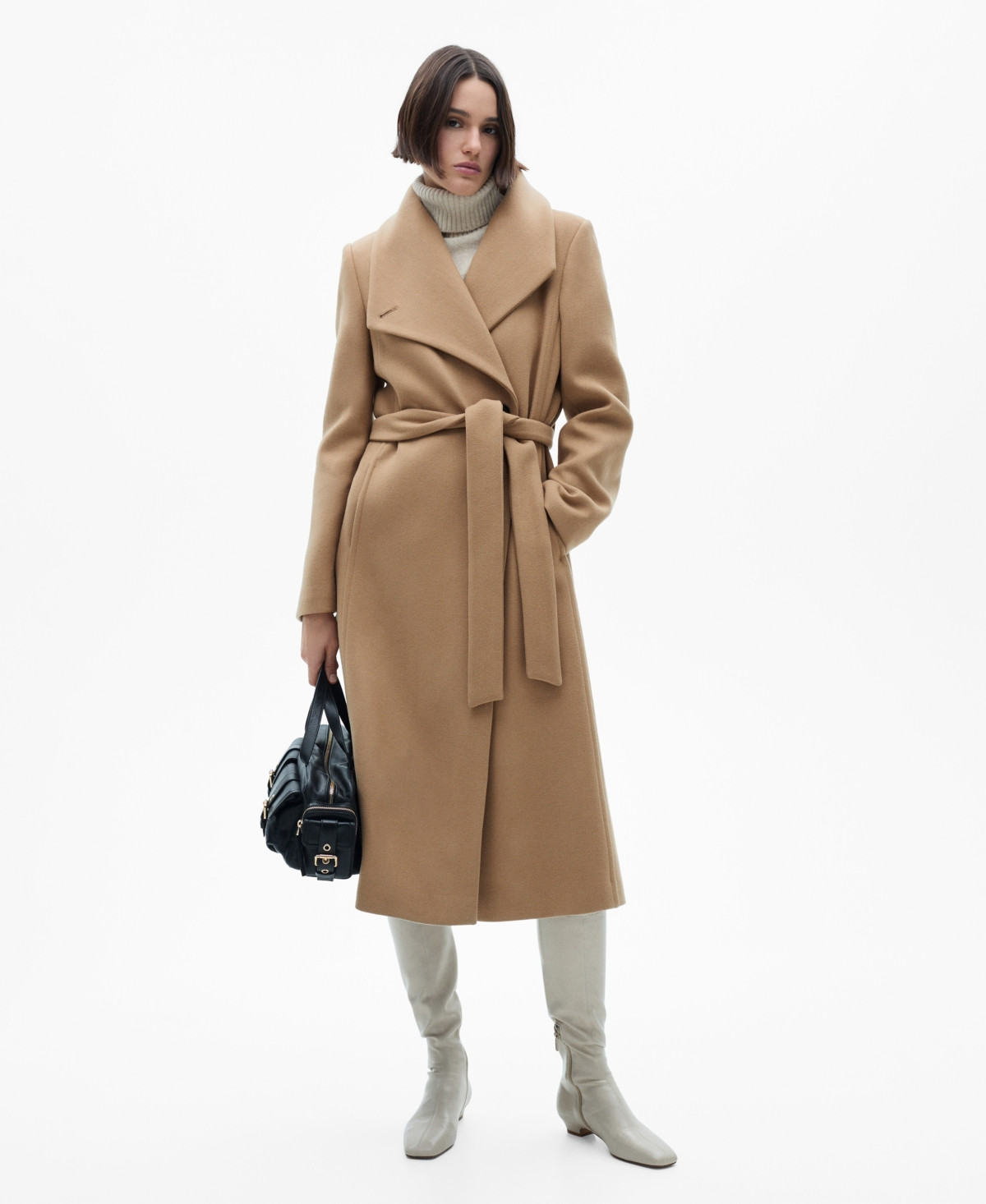 Mango Women's Belted Manteco Wool Coat - Medium Brown | Macy's
