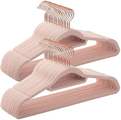 SONGMICS 50-Pack Velvet Hangers, Non-Slip Hanger, Rose Gold Color Swivel Hook, Light Pink UCRF21P... | Amazon (CA)