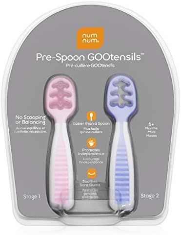 NumNum Pre-Spoon GOOtensils | Baby Spoon Set (Stage 1 + Stage 2) | BPA Free Silicone Self Feeding To | Amazon (US)