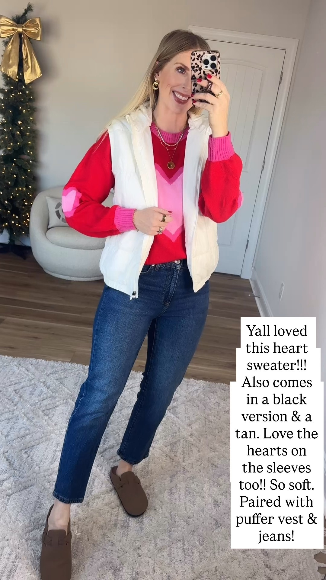 Walmart try on, red and pink heart sweater, Walmart fashion, white puffer vest 

Small 

#LTKFindsUnder50 #LTKmomlife #LTKootd