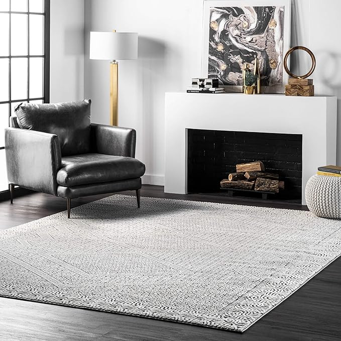 nuLOOM Exie Transitional Moroccan Area Rug, 8x10, Light Grey | Amazon (US)