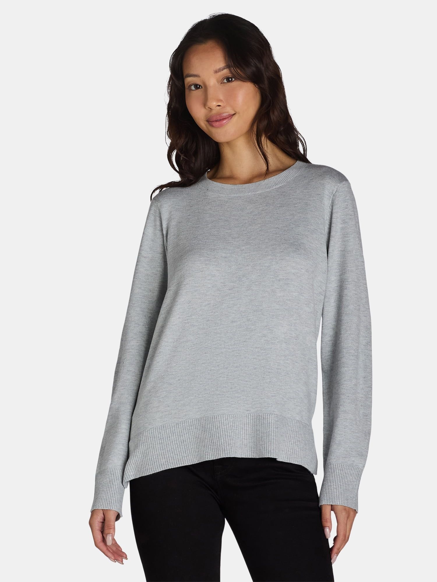 Time and Tru Women's and Women’s Plus Crewneck Sweater, Lightweight, Sizes XS-XXXL | Walmart (US)