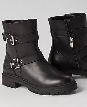 Buckle Leather Bootie | Ann Taylor (US)