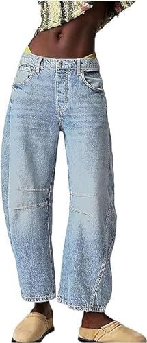Barrel Jeans Women Trendy Low Waisted Wide Leg Barrel Jeans Baggy Vintage Wide Leg Mid Rise Barrel Jeans | Amazon (US)
