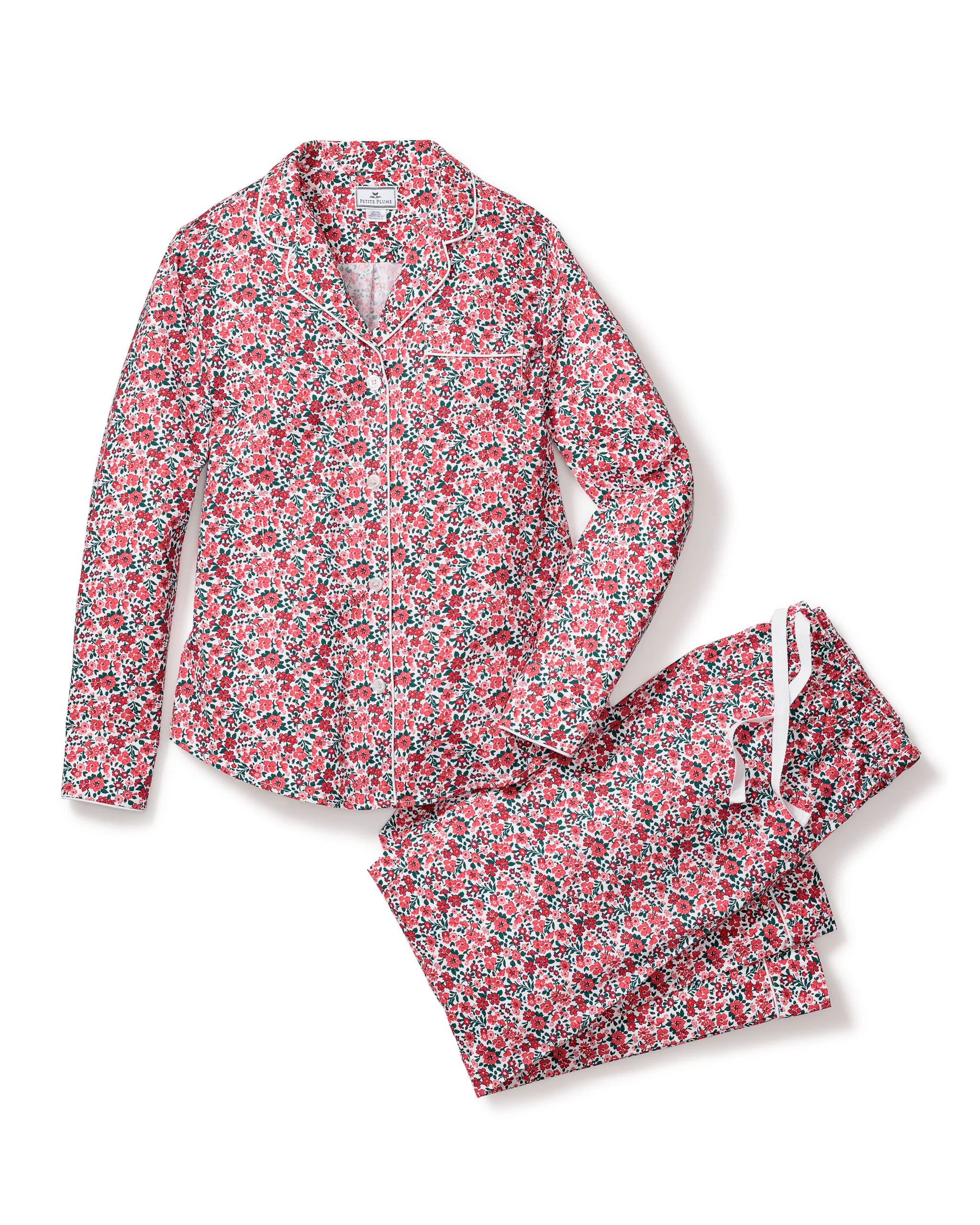 Women's Twill Pajama Set in Fleurs des Bois | Petite Plume