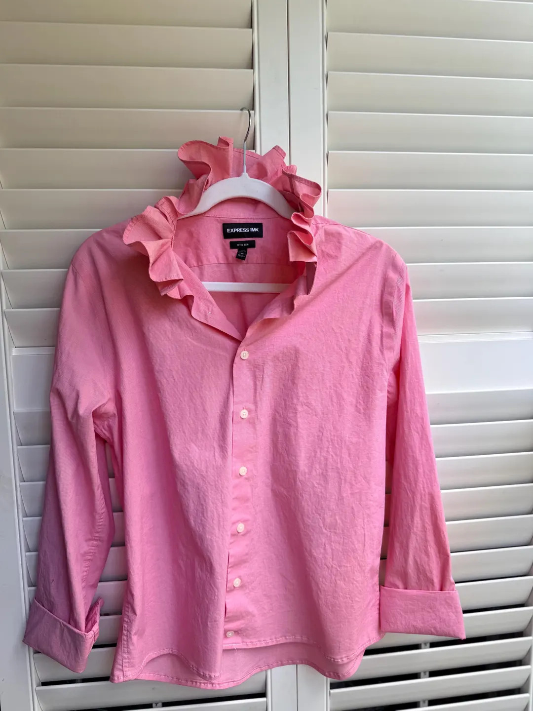 Repurposed Men’s Express Pink button down shirt with ruffle Size S/M | Etsy (US)