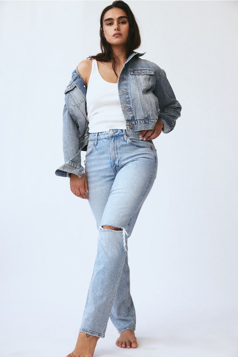 Slim Straight High Jeans - Light denim blue - Ladies | H&M GB | H&M (UK, MY, IN, SG, PH, TW, HK)