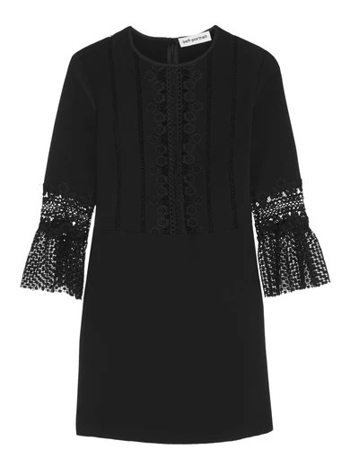 Minikleid aus Crêpe mit Bahnen aus Guipure-Spitze | NET-A-PORTER (UK & EU)