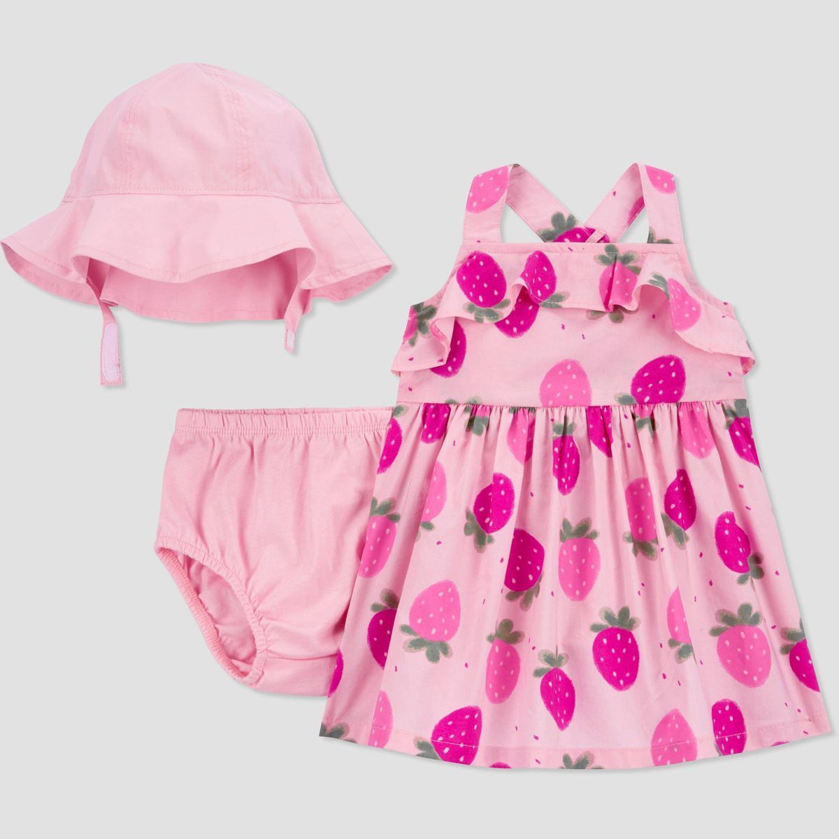 Carter's Just One You® Baby Girls' Strawberries Top & Bottom Set with Hat - Pink | Target