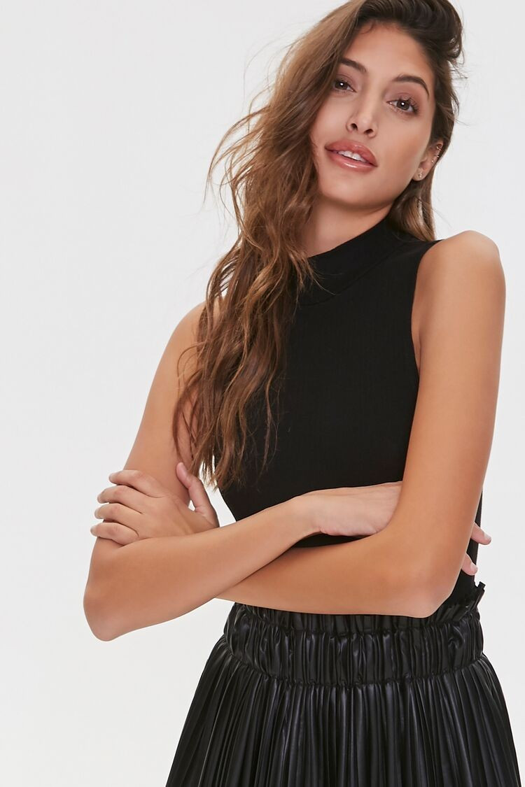 Sleeveless Turtleneck Bodysuit in Black Medium | Forever 21 (US)