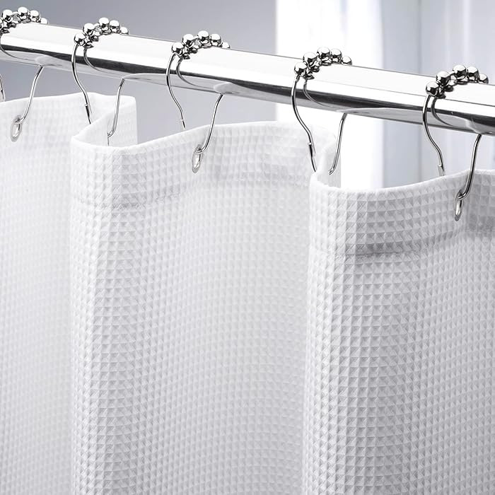 Extra Long Shower Curtains 84 Inches Tall, Waffle Shower Curtain White Heavy Duty, Extra Tall Sho... | Amazon (US)