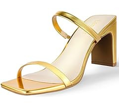 Square Toe Heels Sandals - White Black Nude Heels Chunky Two Strap Low Heels for Women Leather Mu... | Amazon (US)