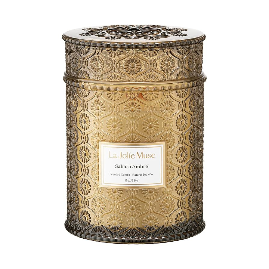 LA JOLIE MUSE Amber Candle, Scented Candle Gifts for Men&Women, 19 oz Wood Wicked Large Candles f... | Amazon (US)