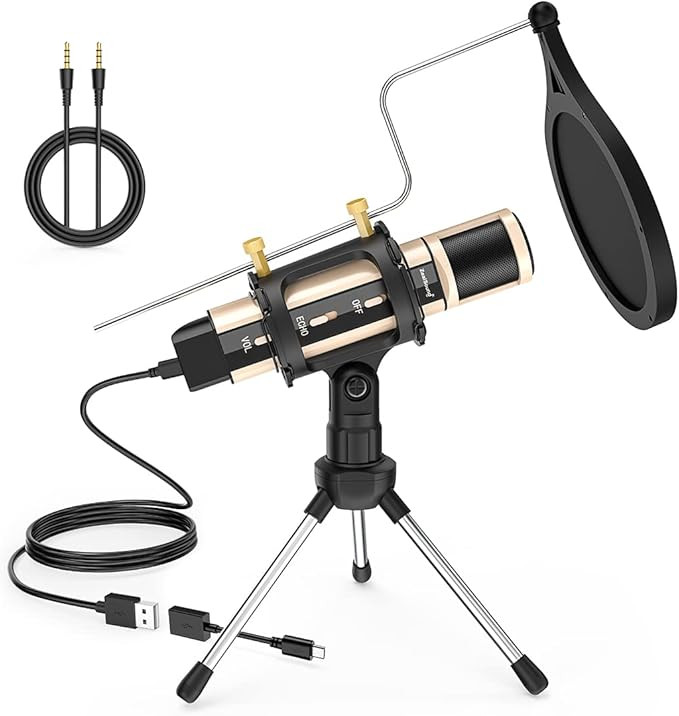 Studio Recording Microphone, ZealSound Condenser Broadcast Microphone w/Stand Built-in Sound Card... | Amazon (US)