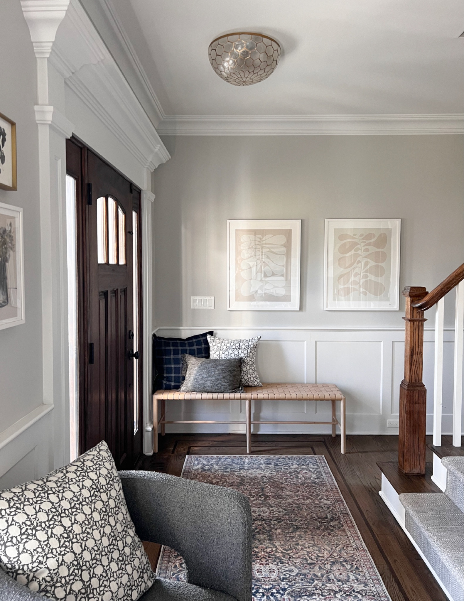 Entryway details ✨ I recently addd this leather bench by our front door and suddenly can’t imagine the space without it! Bench is no longer available but I’m linking similar options 

#LTKSeasonal #LTKhome #LTKsalealert