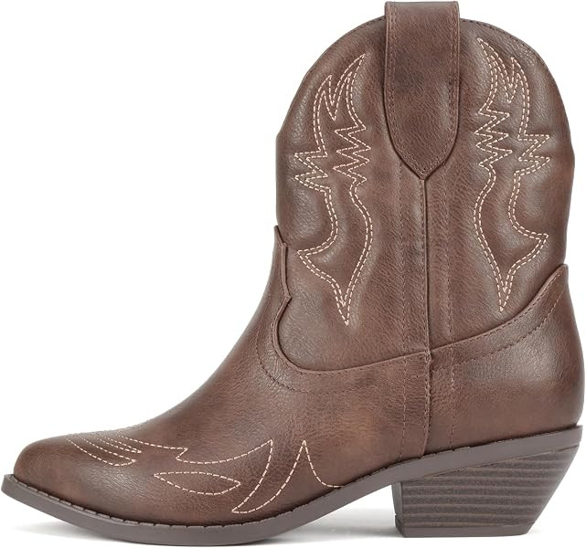 Soda Women Cowgirl Cowboy Western Stitched Ankle Boots Pointed Toe Short Booties Rigging-S (Wide Fit Available) | Amazon (US)