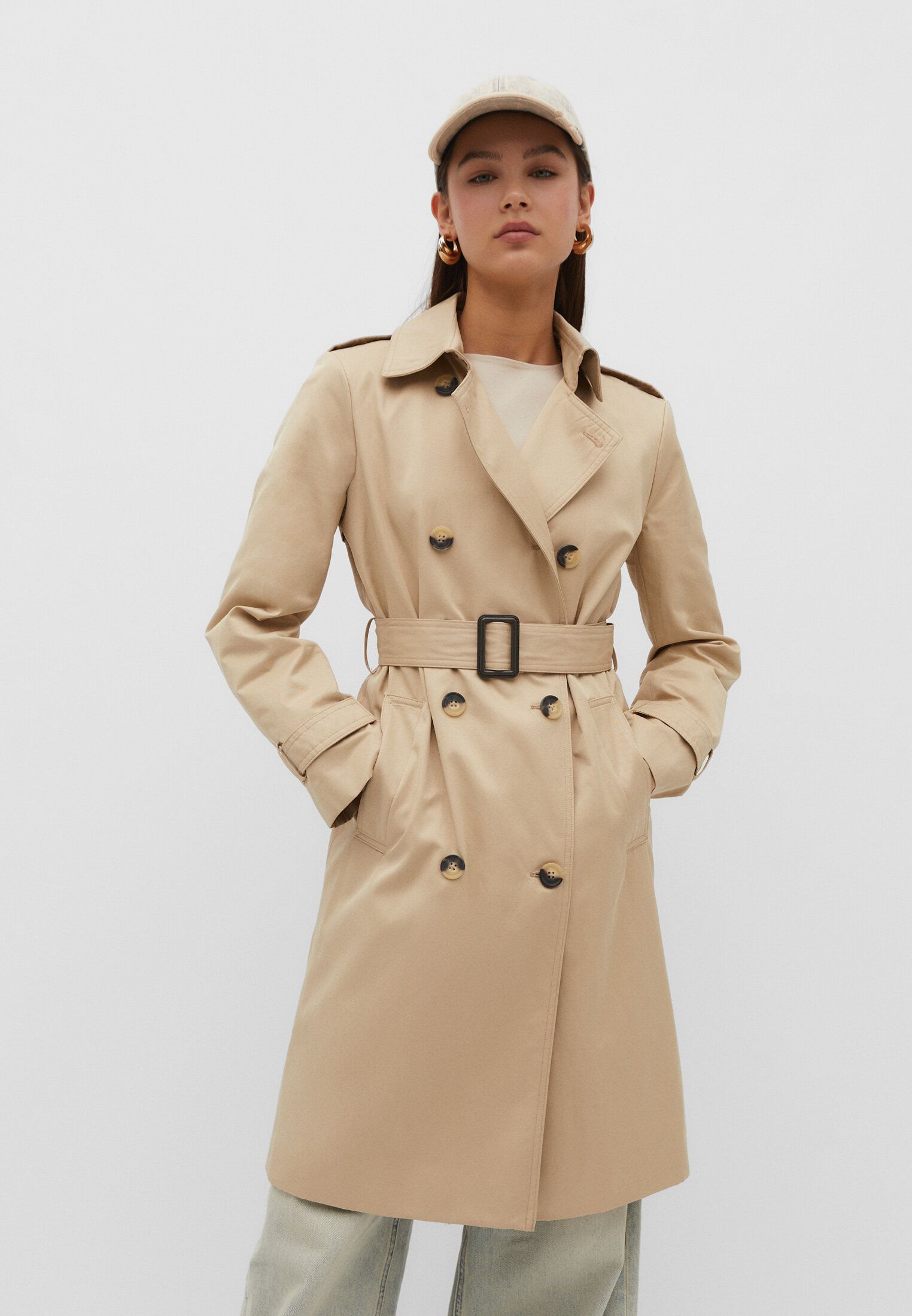 Trench long avec ceinture - Trench femme | Stradivarius France | Stradivarius (FR)