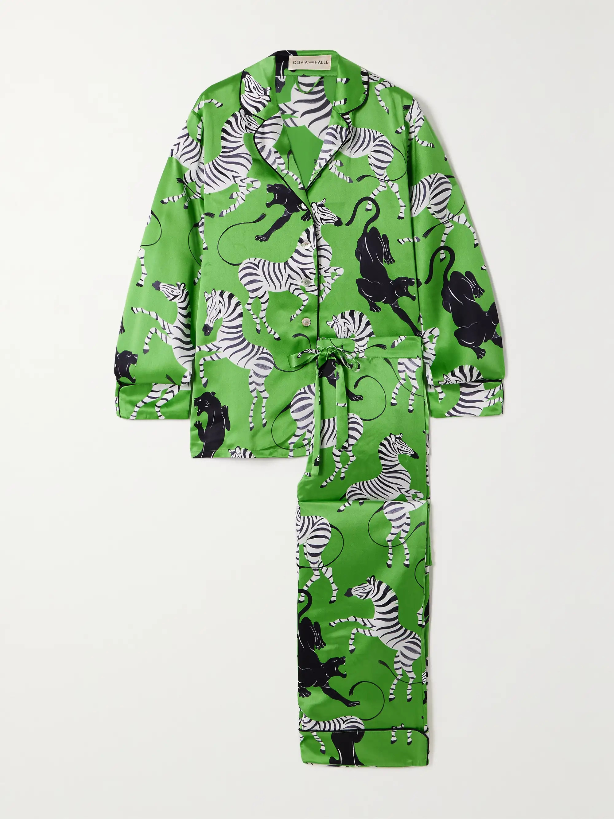 Lila printed silk-satin pajama set | NET-A-PORTER (UK & EU)