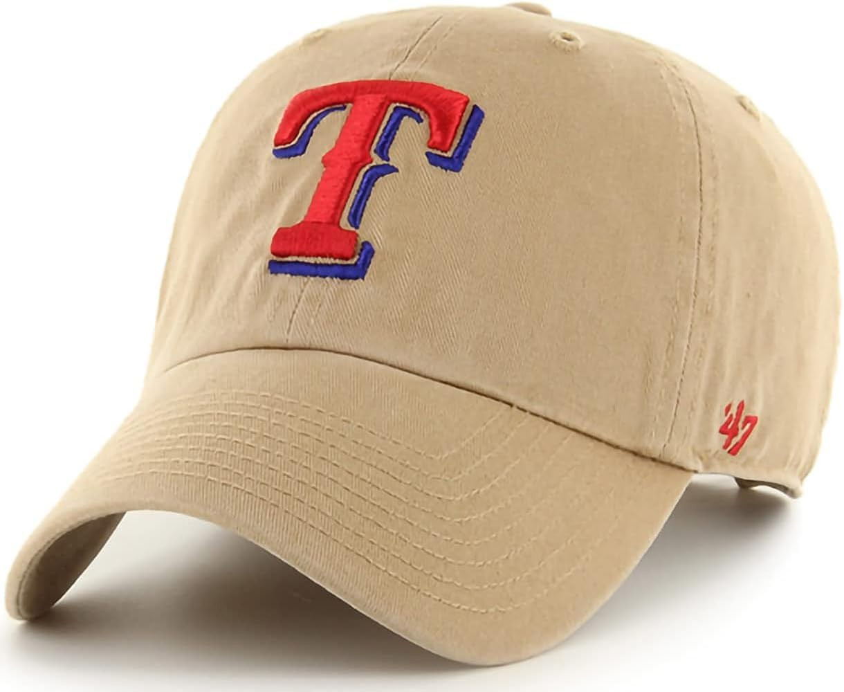 47 Brand MLB Khaki Primary Logo Clean Up Adjustable Strap Baseball Dad Hat Cap, Adult One Size Fi... | Amazon (US)