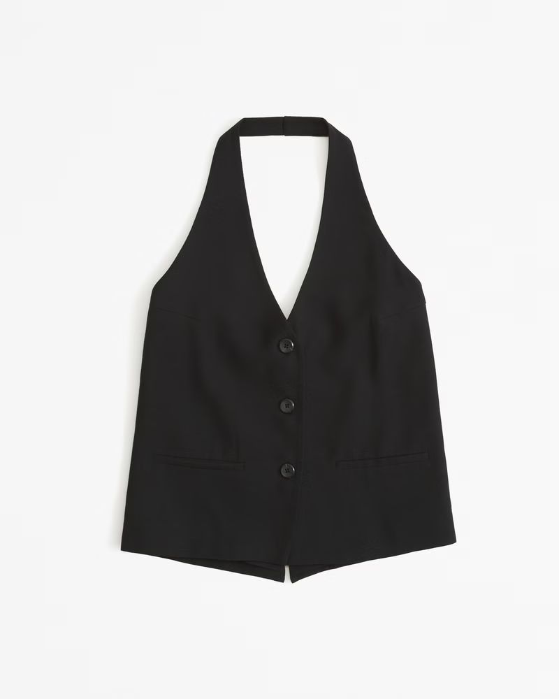 Open-Back Halter Tailored Vest | Abercrombie & Fitch (US)