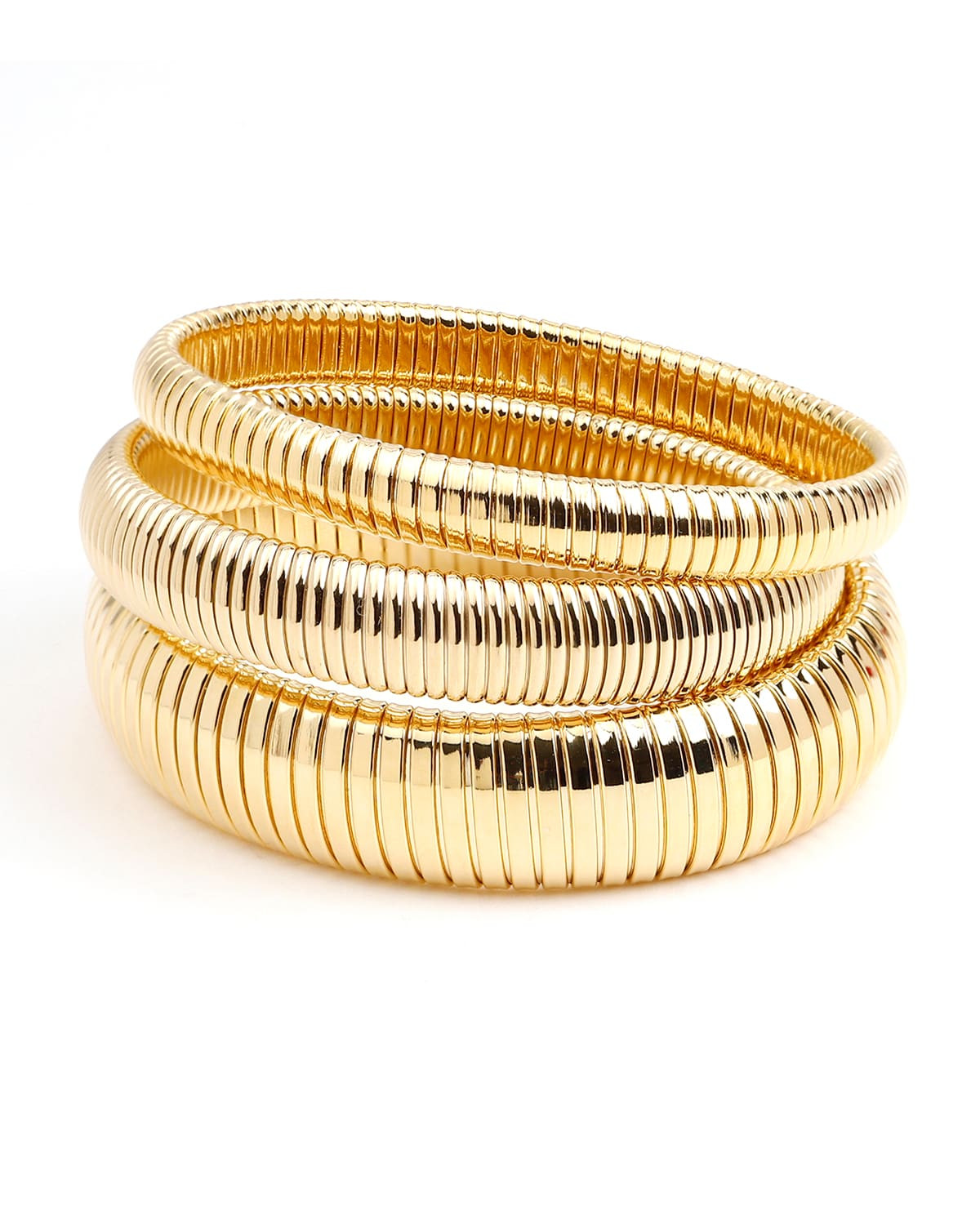 Cobra Elastic Bracelets, Set of 3, Gold | Neiman Marcus