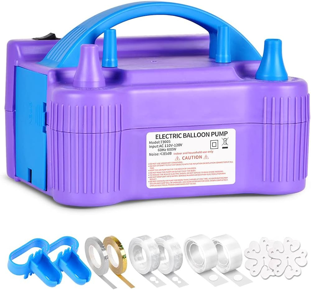 Balloon Pump Electric Air Pump for Balloons Dual Nozzle Balloon Inflator Blower Machine with 10 P... | Amazon (US)