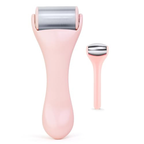 Ice Roller for Face and Eye 2 Pcs,Face Roller Skin Care for Puffiness,Migraine,Pain Relief,Eye Roller For Puffy Eyes Dark Circles,Stainless Steel Facial Roller (Pink) | Amazon (US)