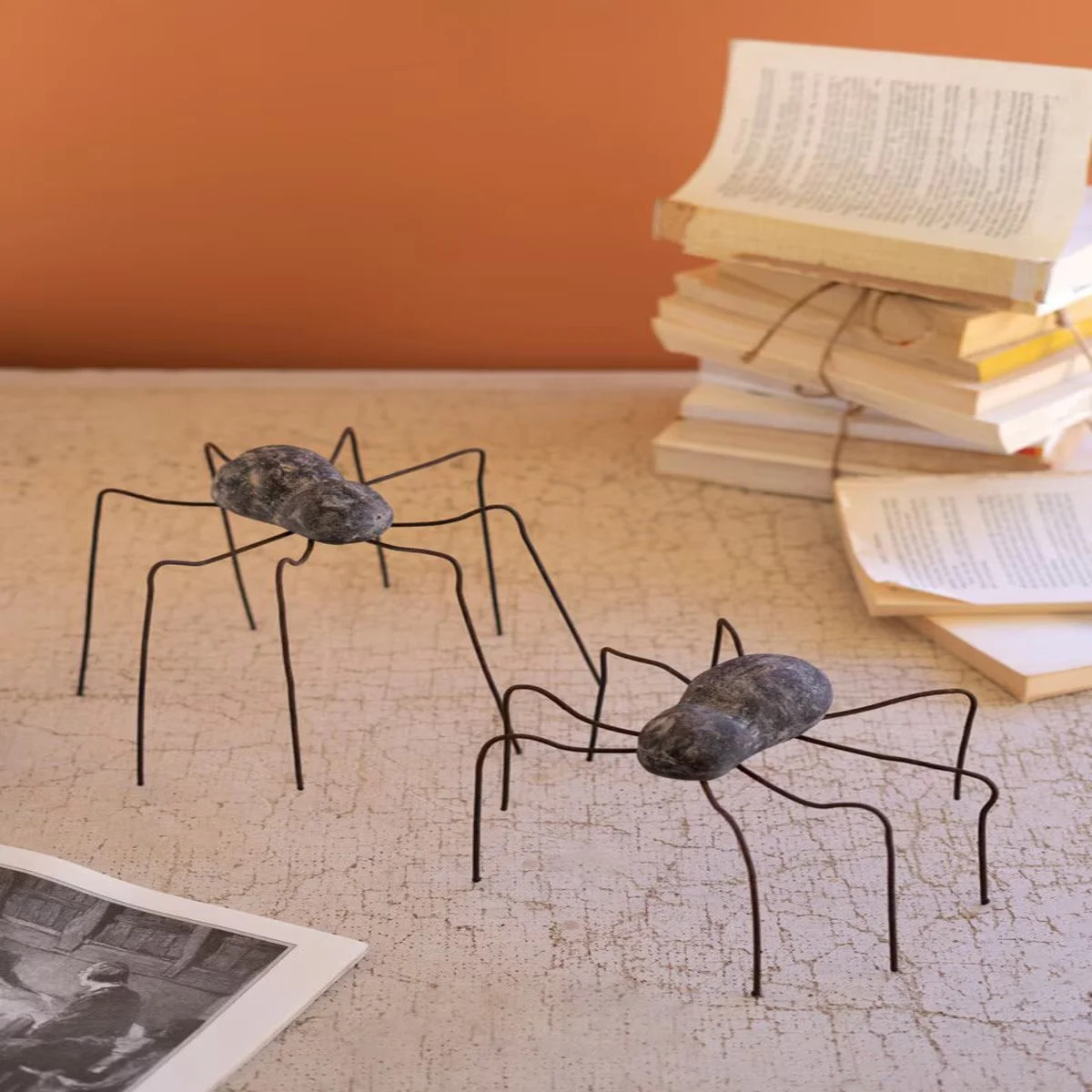 Kalaou Playful Clay & Wire Spiders Set of 2 Halloween Decor 7" Tall (Set of 4) | Wayfair North America