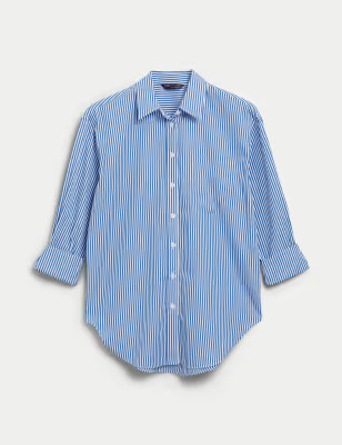 Pure Cotton Striped Oversized Girlfriend Style Shirt | Marks & Spencer (UK)